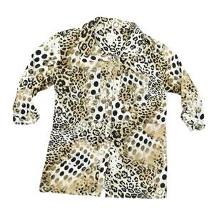 Chico's Size 2 Multicolor Polyester Jacket - Preowned Cheetah Print